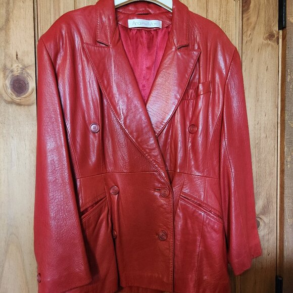Andrew Marc Leather Double-Breasted Blazer/Jacket - Picture 1 of 4